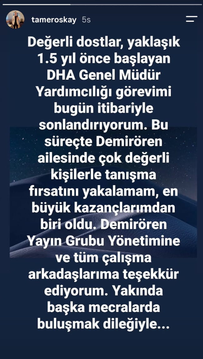 DHA'dan üst düzey ayrılık haberi geldi! ‘Bugün itibariyle sonlandırıyorum…’ - Resim : 1