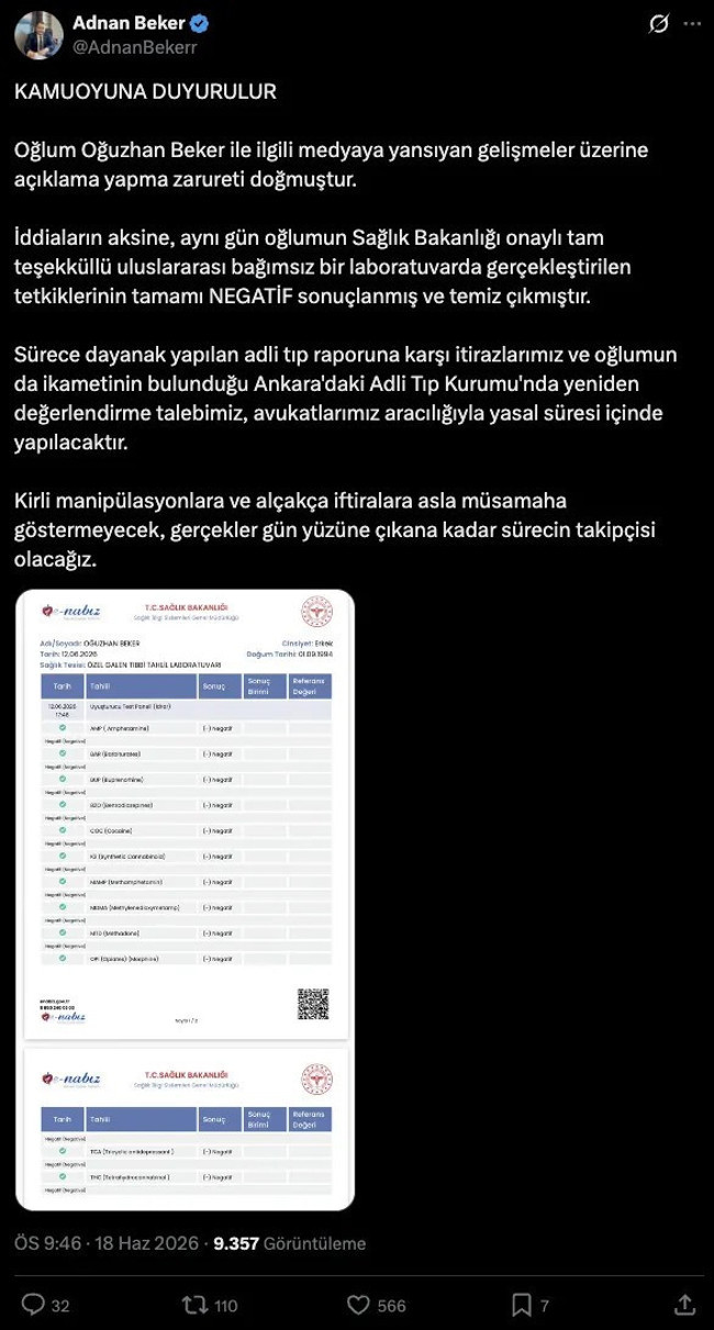 Adnan Beker'den iddialara e-Nabız'lı yanıt! Oğlunun testi pozitif çıkmıştı... - Resim : 2