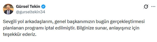 Kılıçdaroğlu'nun İstanbul programı iptal edildi! Gürsel Tekin paylaştı… - Resim : 1
