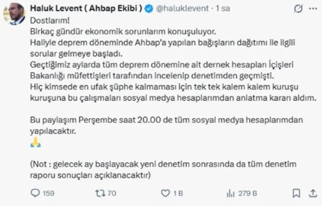 Haluk Levent'ten deprem bağışları yanıtı: 'Tek tek açıklayacağım' - Resim : 2