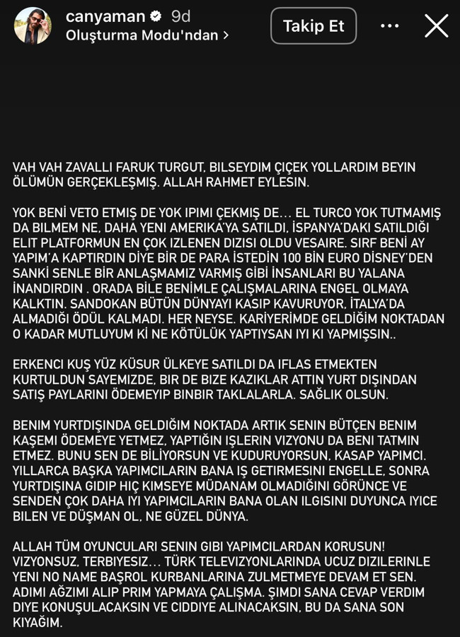 Yıllar sonra gelen hesaplaşma... Can Yaman yapımcısı Faruk Turgut'u topa tuttu - Resim : 1