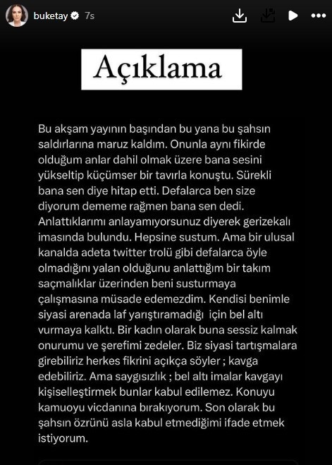 Şaban Sevinç ile tartışıp yayını terk eden Buket Aydın'dan açıklama! - Resim : 1