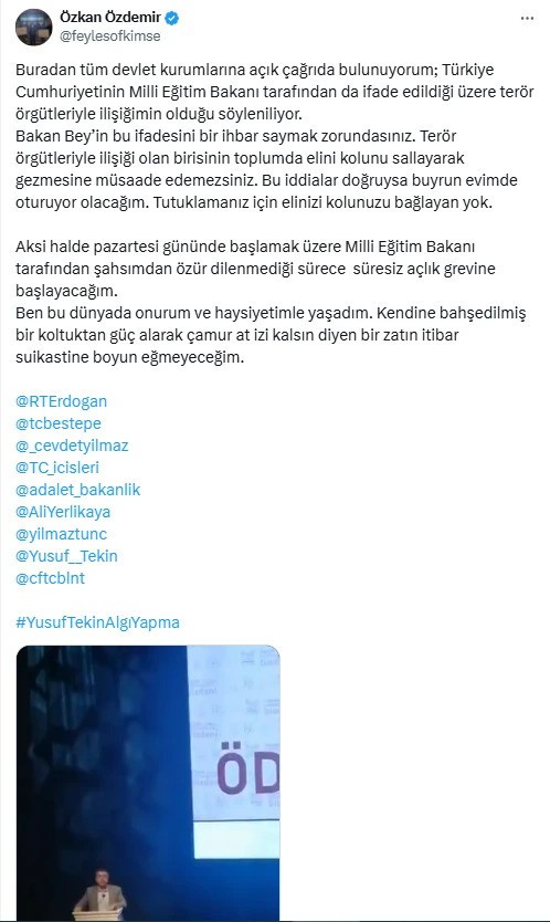 Öğretmenden Bakan Tekin'e 'mülakat' protestosu! "Beni tutuklayın..." - Resim : 1