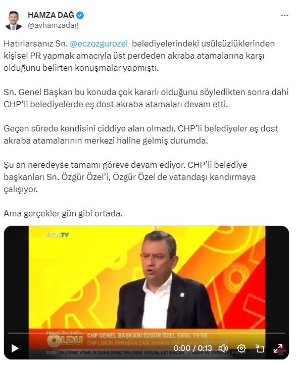 Hamza Dağ'dan CHP'li belediyelerle ilgili çarpıcı iddia: 'Şu an neredeyse tamamı...' - Resim : 1