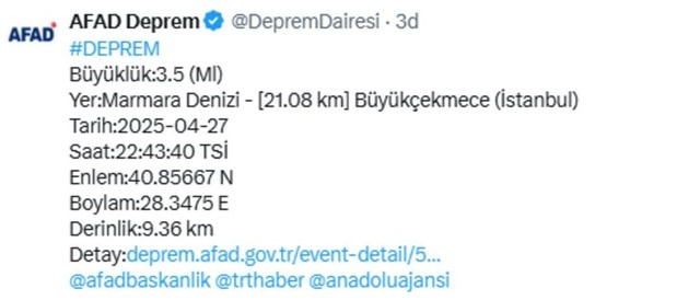 İstanbul'da bir deprem daha! İşte ilk veriler... - Resim : 1