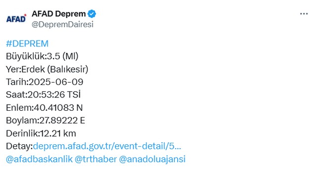 AFAD açıkladı... Balıkesir'de deprem oldu! - Resim : 1
