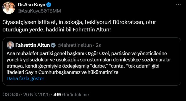 CHP'den İletişim Başkanı Fahrettin Altun'a sert tepki! "Siyasetçiysen istifa et, in sokağa..." - Resim : 2