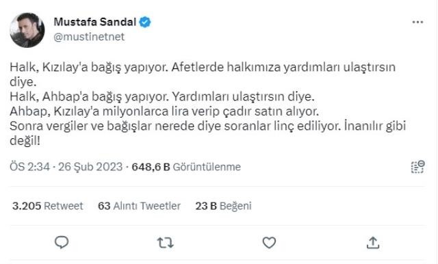Mustafa Sandal'dan Kızılay'a çadır tepkisi! "İnanılır gibi değil" - Resim : 1