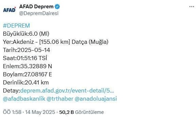 Akdeniz'de gece yarısı şiddetli deprem! Birçok ilden hissedildi... - Resim : 1