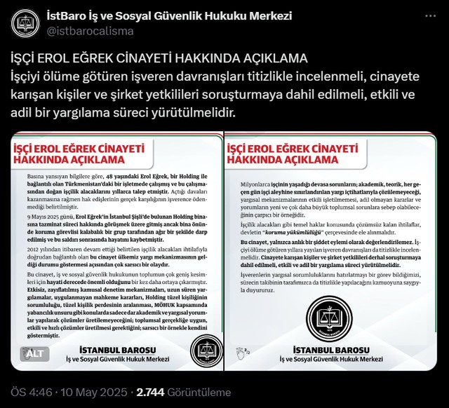 İstanbul Barosu'ndan 'Erol Eğrek' açıklaması! 'Davranışları incelenmeli...' - Resim : 1