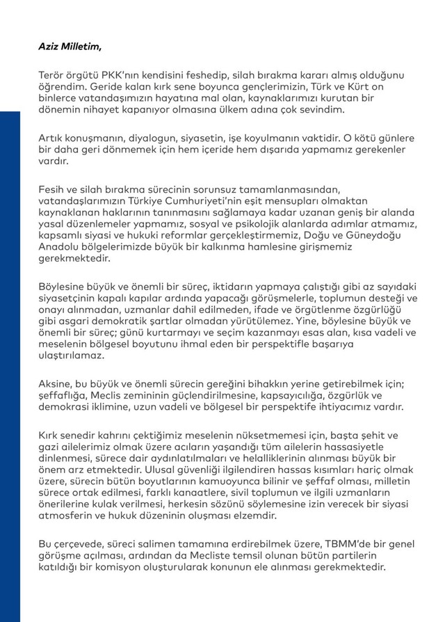 İmamoğlu'ndan PKK'nın feshiyle ilgili açıklama! Meclis'i işaret etti... - Resim : 1