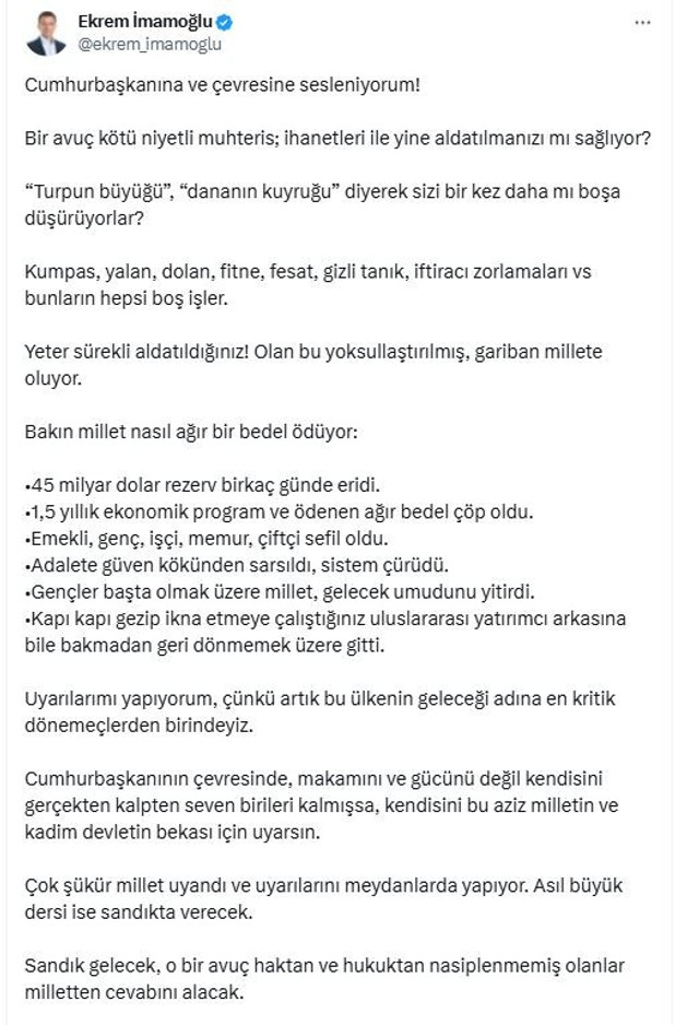 İmamoğlu cezaevinden Erdoğan'a seslendi! 'Millet ağır bedeller ödüyor' dedi sıraladı... - Resim : 1
