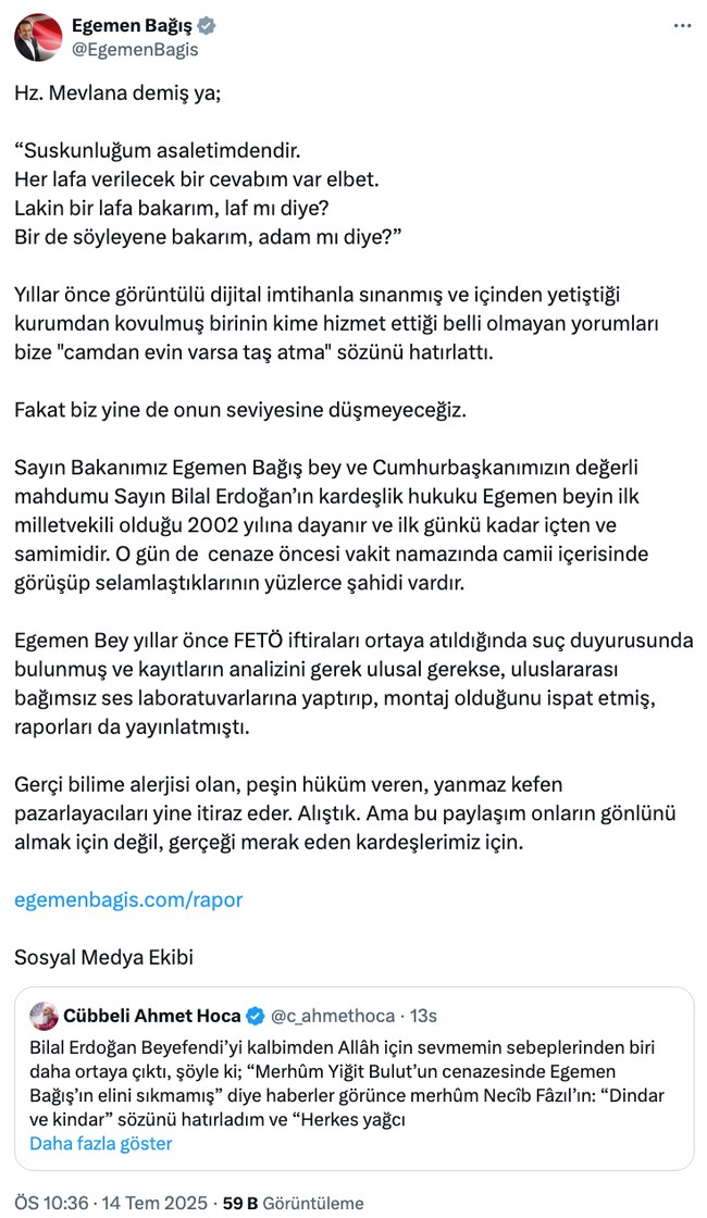 Egemen Bağış ‘Cübbeli Ahmet’i topa tuttu! ‘Söyleyene bakarım adam mı diye…’ - Resim : 1