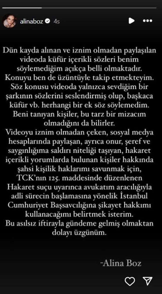 Küfürlü video Galatasaray taraftarını çıldırttı! Tepkiler üzerine Alina Boz'dan açıklama geldi… - Resim : 1