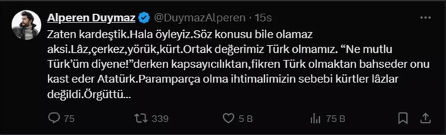 Alperen Duymaz, TBMM Başkanı Numan Kurtulmuş'a yanıt: Zaten kardeştik... - Resim : 2