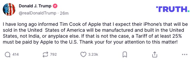 Trump'tan Apple'a tehdit: Yüzde 25 vergi! ABD'de üretilmezse… - Resim : 1