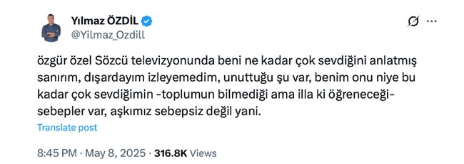 Yılmaz Özdil'den Özgür Özel'e 'geri vitesi yedirirler' yanıtı: 'Aşkımız sebepsiz değil...' - Resim : 1