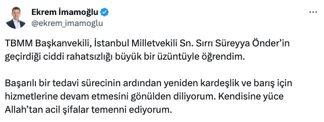 Ekrem İmamoğlu'ndan Sırrı Süreyya Önder mesajı! 'Gönülden diliyorum…' - Resim : 1