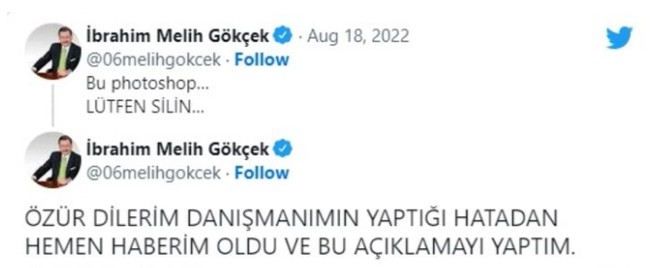 Jelibon çıkışından sonra Melih Gökçek'ten bir gaf daha! Paylaşımı sildi, danışmanını suçladı - Resim : 2