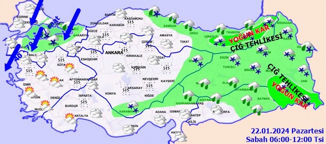 Meteoroloji’den kuvvetli yağış ve kar uyarısı! İşte il il 22 Ocak hava durumu… - Resim : 3
