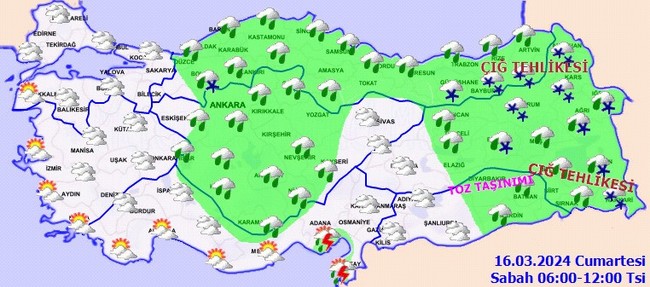 Meteoroloji’den o iller için sağanak ve kar alarmı! İşte il il 16 Mart hava durumu… - Resim : 2