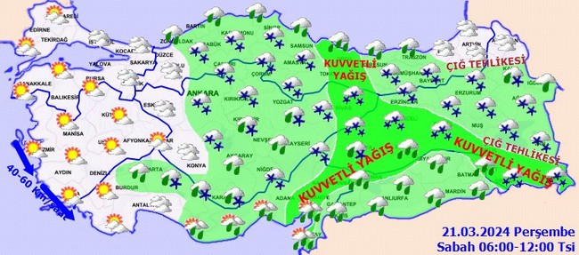 17 il için sarı kodlu uyarı: Sağanak ve kar bekleniyor! İşte il il 21 Mart hava durumu… - Resim : 3