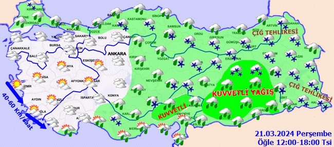 17 il için sarı kodlu uyarı: Sağanak ve kar bekleniyor! İşte il il 21 Mart hava durumu… - Resim : 4