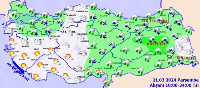 17 il için sarı kodlu uyarı: Sağanak ve kar bekleniyor! İşte il il 21 Mart hava durumu… - Resim : 5