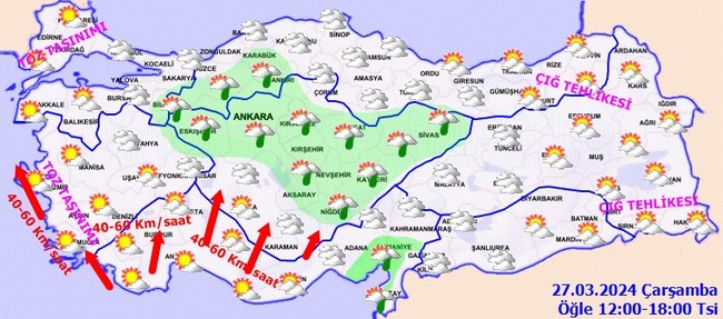 Gök gürültülü sağanak ve kuvvetli rüzgar uyarısı! İşte il il 27 Mart hava durumu… - Resim : 3