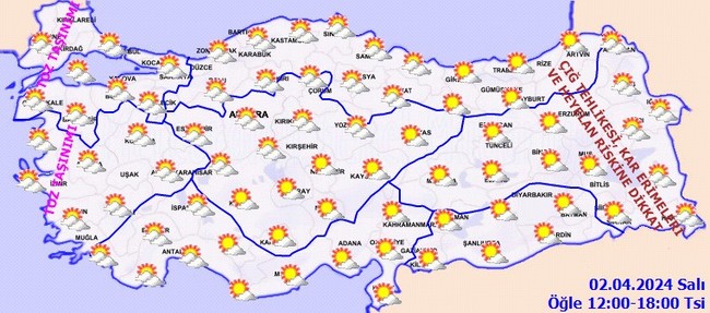Meteoroloji’den toz taşınımı ve çığ uyarısı! İşte il il 2 Nisan hava durumu… - Resim : 3