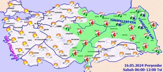 Gök gürültülü sağanak ve kar yağışı uyarısı! İşte il il 16 Mayıs Perşembe hava durumu… - Resim : 3