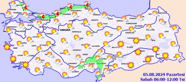 Birçok kent için gök gürültülü sağanak ve rüzgar uyarısı! İşte il il 5 Ağustos Pazartesi hava durumu - Resim : 2