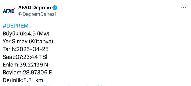 AFAD duyurdu: Kütahya’da peş peşe korkutan iki deprem! - Resim : 1