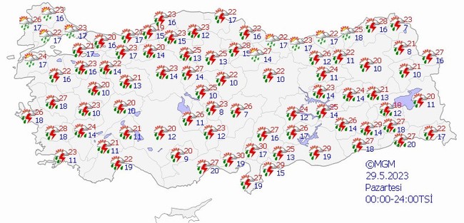 Kuvvetli sağanak uyarısı: 25 il için sarı alarm! İşte il il 29 Mayıs hava durumu… - Resim : 1