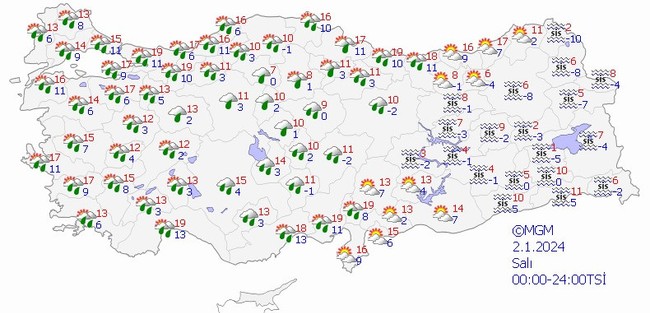 Meteoroloji’den sağanak ve kar yağışı uyarısı! İşte il il 2 Ocak hava durumu… - Resim : 1