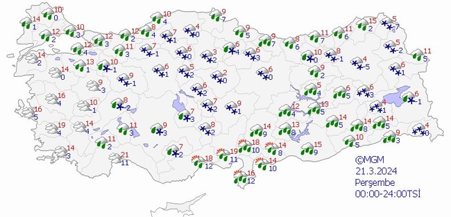 17 il için sarı kodlu uyarı: Sağanak ve kar bekleniyor! İşte il il 21 Mart hava durumu… - Resim : 2