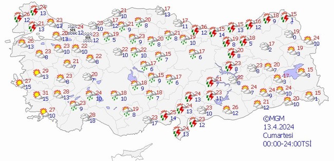 Meteoroloji’den gök gürültülü sağanak uyarısı! İşte il il 13 Nisan hava durumu… - Resim : 1