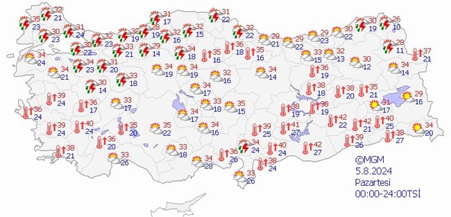 Birçok kent için gök gürültülü sağanak ve rüzgar uyarısı! İşte il il 5 Ağustos Pazartesi hava durumu - Resim : 1