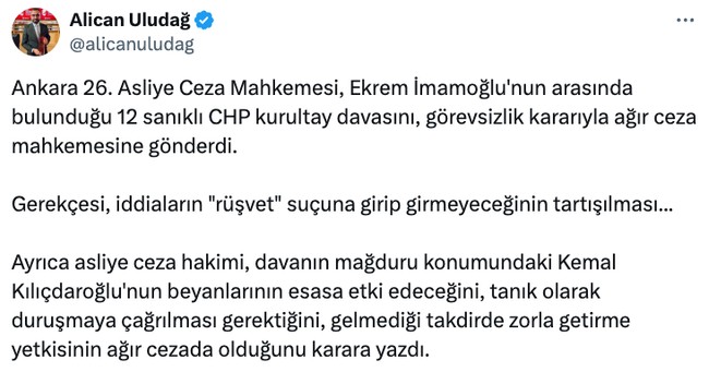 CHP kurultayı davasında yeni gelişme: Kılıçdaroğlu 'tanık' olarak gelmezse zorla getirilecek! - Resim : 1