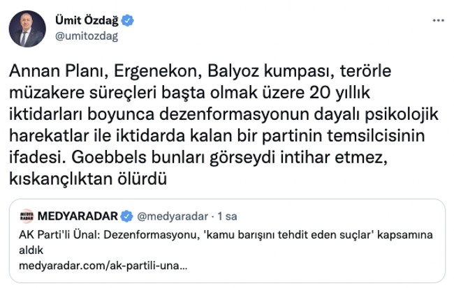 Ümit Özdağ’dan AK Parti’ye ‘dezenformasyon’ tepkisi: "Goebbels bunları görseydi..." - Resim : 2