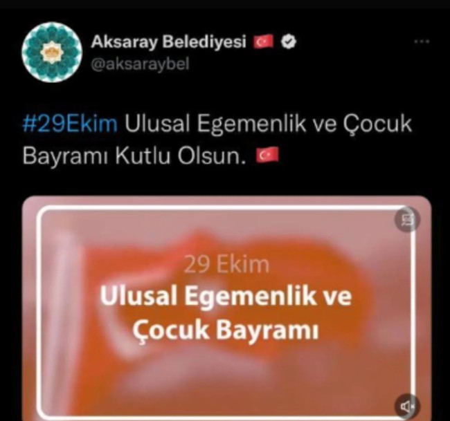 Aksaray Belediyesi Cumhuriyet Bayramı'nı yanlış kutladı - Resim : 1
