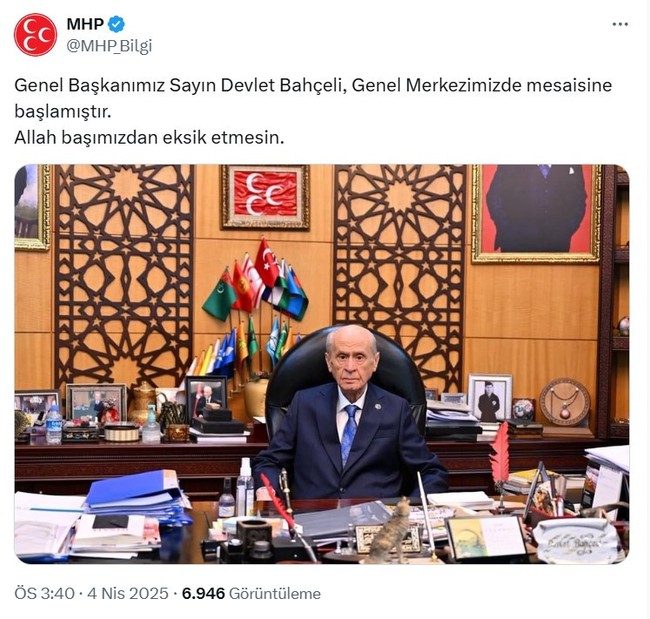 MHP lideri Devlet Bahçeli aylar sonra makamında - Resim : 1