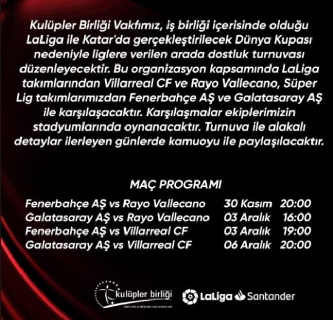 La Liga ile dost olduk! Fenerbahçe ve Galatasaray, devlerle maç yapacak - Resim : 1