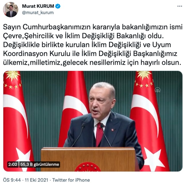 Çevre ve Şehircilik Bakanlığı'nın isminin değiştirilmesine Bakan Kurum'dan ilk yorum - Resim : 1
