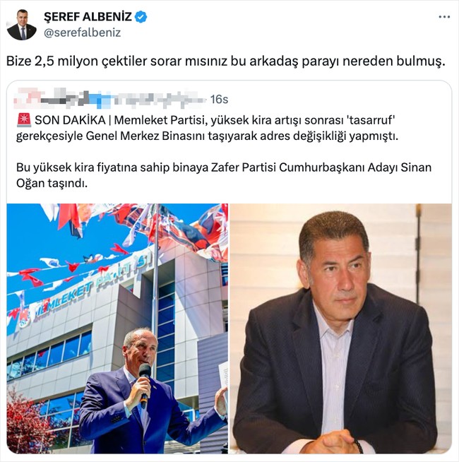Sinan Oğan’dan flaş hamle: Kirası dudak uçuklattı! Memleket Partisi detayı dikkat çekti… - Resim : 1