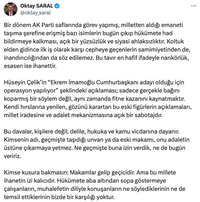 Erdoğan'ın başdanışmanı Hüseyin Çelik'i topa tuttu! 'Yüzsüzlük ve siyasi ahlaksızlık…' - Resim : 1