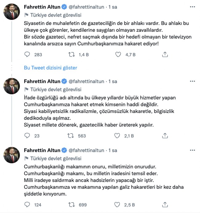 Fahrettin Altun'dan Sedef Kabaş'ın skandal sözlerine sert tepki: Gazeteciliğin de bir ahlakı vardır - Resim : 1