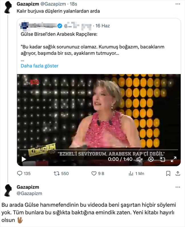 Gülse Birsel'in rap eleştirisine Gazapizm'den yanıt: ''Kalır burjuva düşlerin yalanlardan arda..!'' - Resim : 2