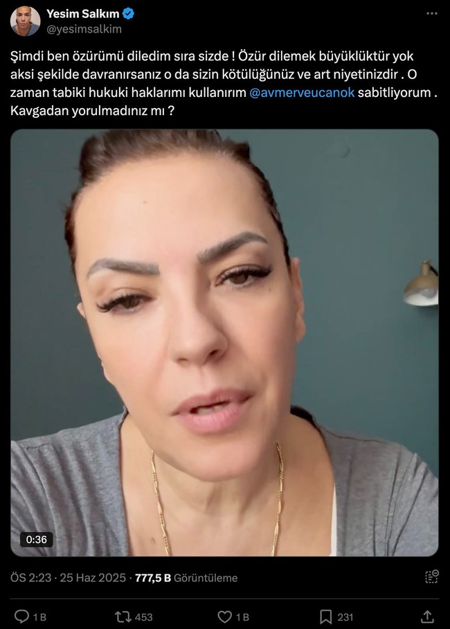 Yeşim Salkım özür diledi; "Lince uğradım" dedi! “Yanlıştı, diledim, yine dilerim” - Resim : 1