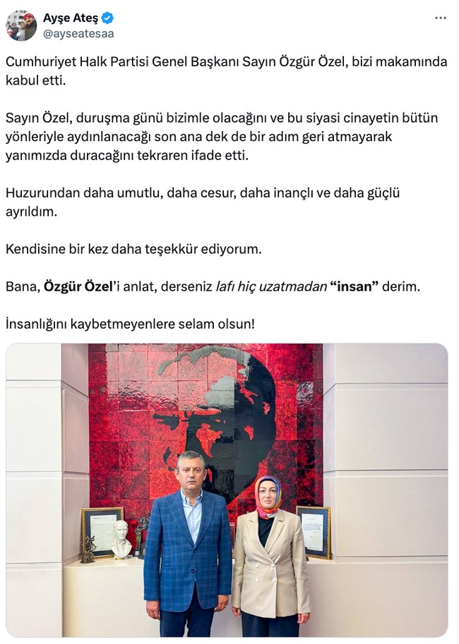 Sinan Ateş'in eşi Ayşe Ateş’ten görüşme sonrası dikkat çeken mesaj! 'Hiç lafı uzatmadan…' - Resim : 1